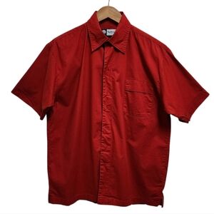 Pepe Jeans London Shirt Mens XL Red Collared Hook Loop Short Slv Pocket Casual